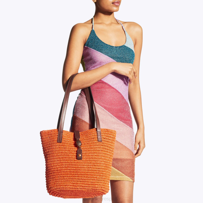 Kurt Geiger mujer bolso tote london hampton de rafia 2LPR458 | bolsas naranja